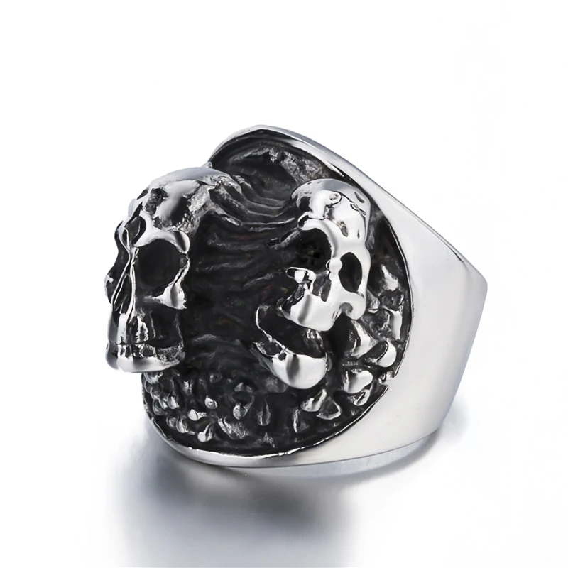 Оригинальное кольцо с черепом в готическом стиле панк на заказ Мужские Винтажные