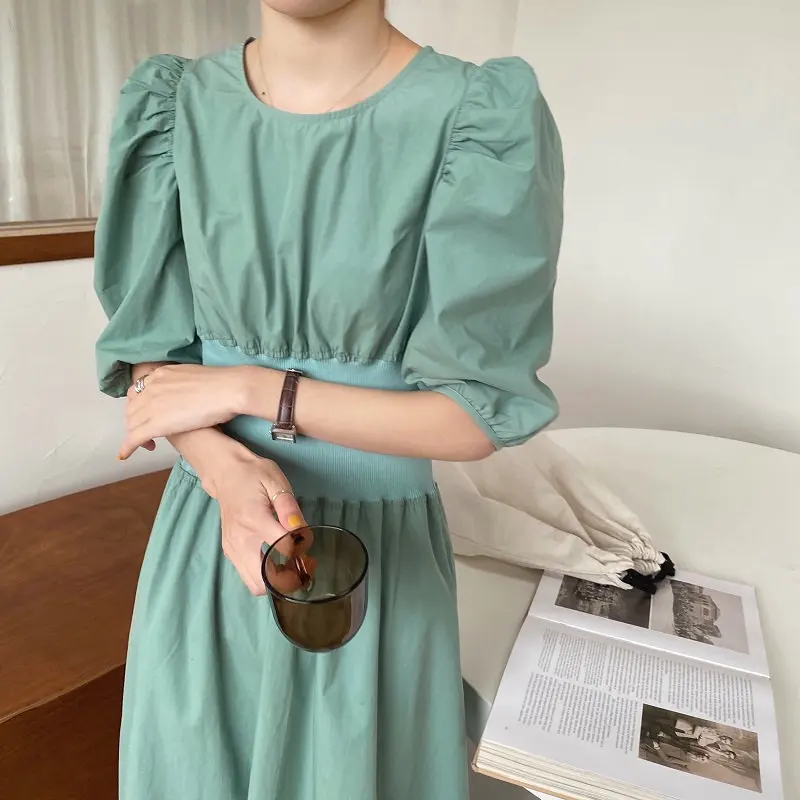 Женское платье средней длины в стиле ретро Alien Kitty однотонное летнее с эластичным