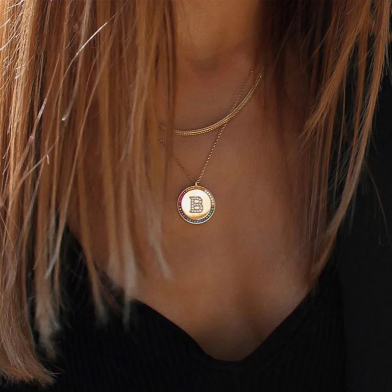 Женское Ожерелье из стерлингового серебра 925 пробы с радугой на заказ буквенным