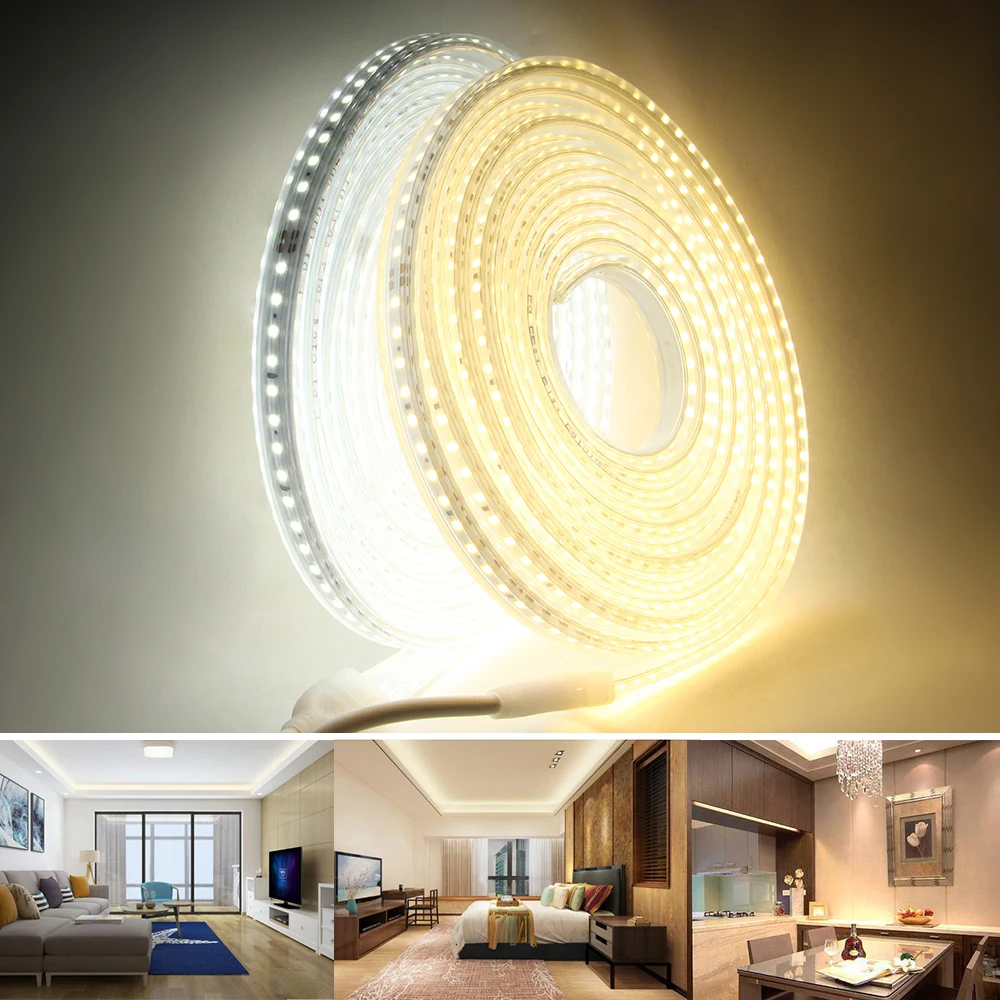 

LED Strip Light 220V 5050 Waterproof led strip High Brightness 60LEDs/m Flexible Kitchen Outdoor Garden LED Light With Switch