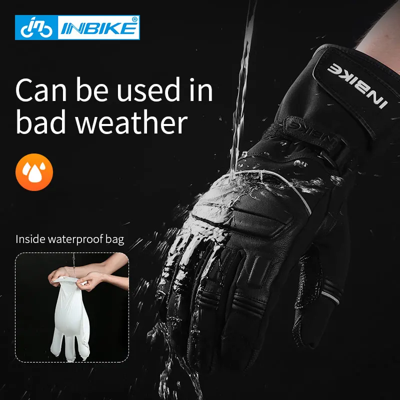 Ветрозащитные Мотоциклетные Перчатки INBIKE зимние теплые велосипедные перчатки