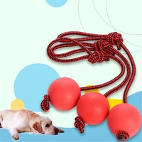 dog chew training ball toy indestructible solid rubber balls with rope handle puppy teeth cleaning molar biting toy pet play toy