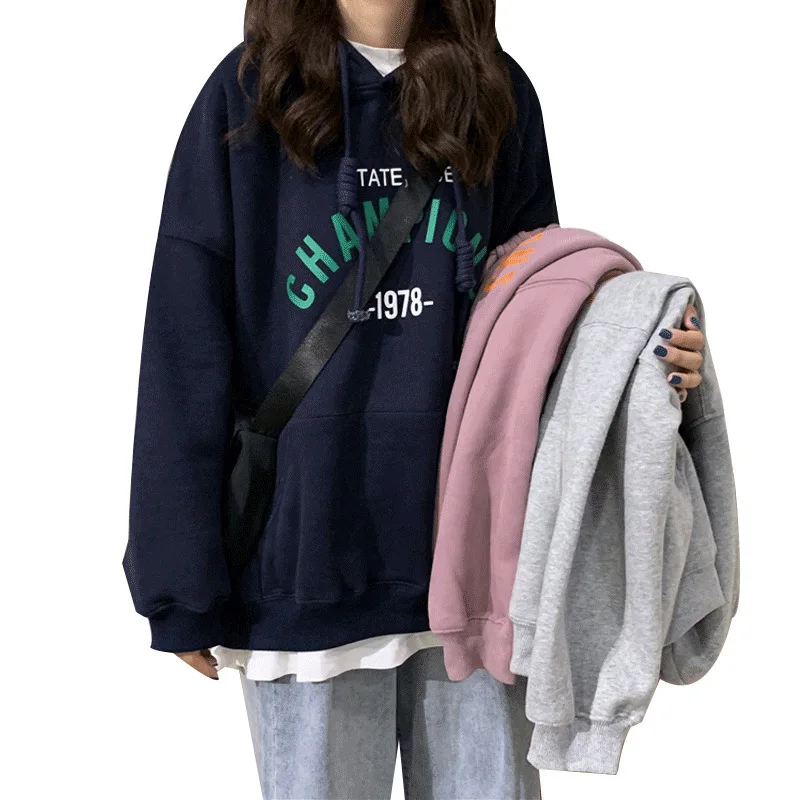 

Hooded women's spring and autumn new of the thin letter coat ins tide students loose on the clothes women's clothing