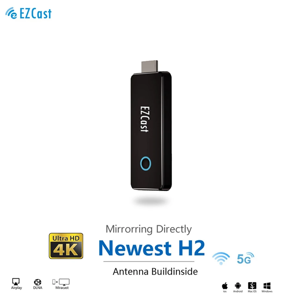 EZCAST H2 5G 4K Беспроводной ТВ палка антенна buildinside anycast miracast mirascreen ключ совместимому с