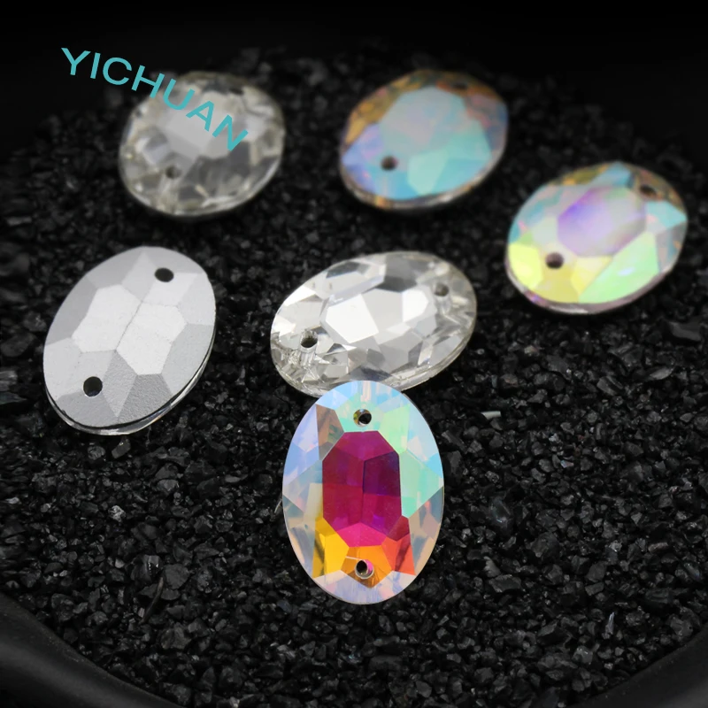Топ блестящий прозрачный кристалл AB овальные стеклянные стразы для рукоделия