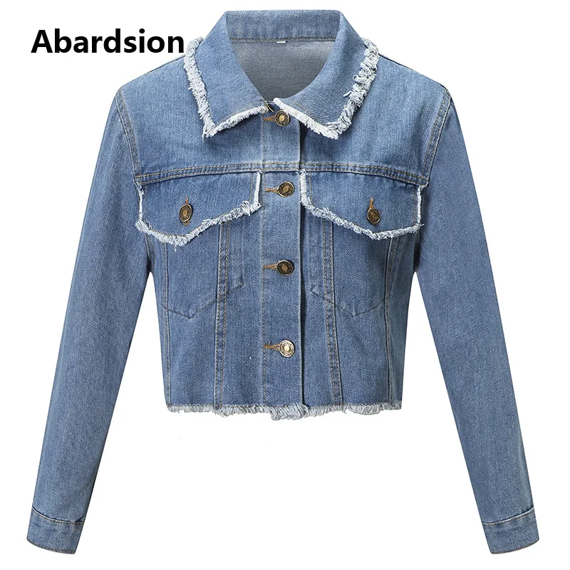 Abardsion/джинсовая куртка для женщин сезон осень зима Джинсовая Верхняя одежда