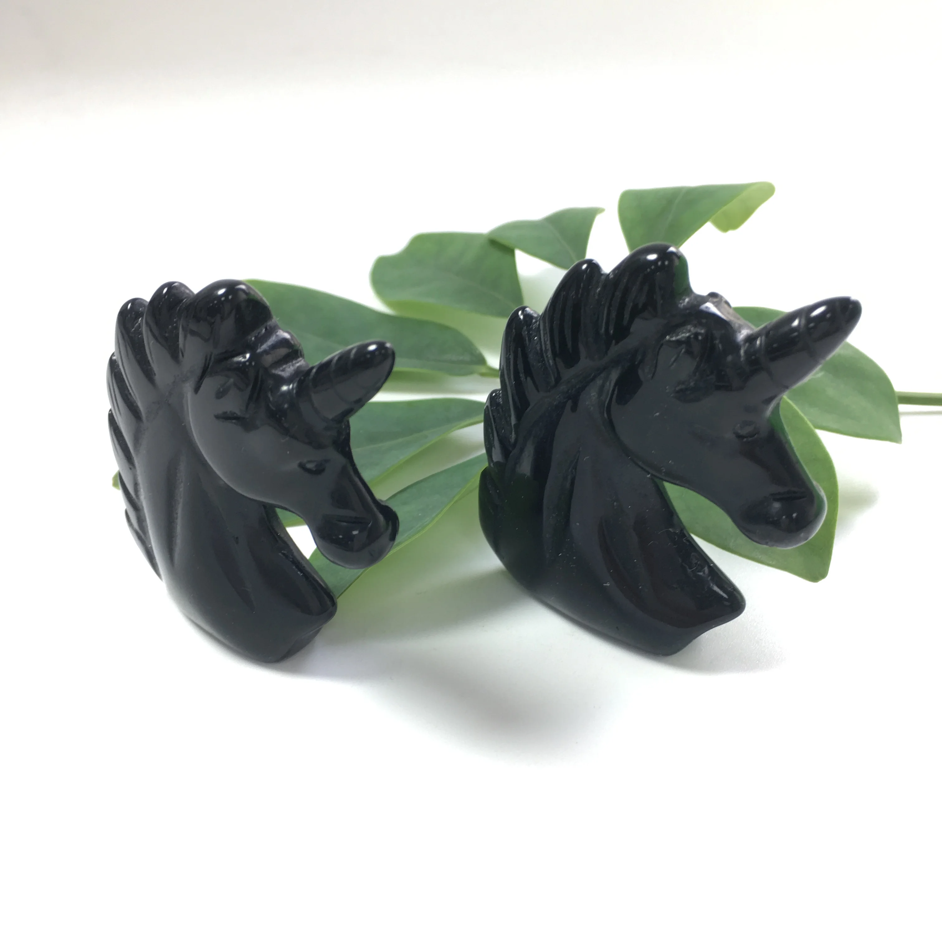 Z 2 0 &quotнатуральный черный обсидиан Единорог из горного хрусталя резьба лошадь