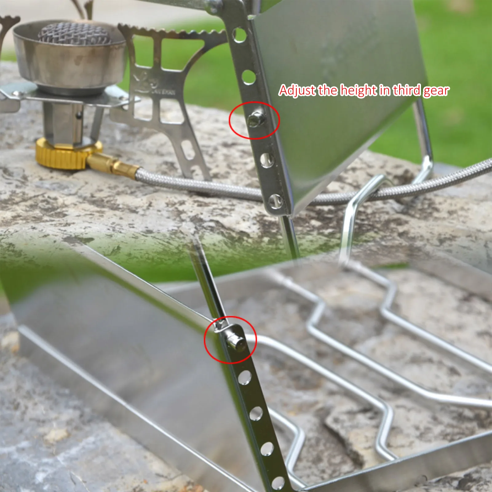 

260 * 240 * 185mm Stainless Steel Barbecue Pot Rack Bracket Foldable Stove Rack Shelf Camping Grill Rack Windproof Travel Rack