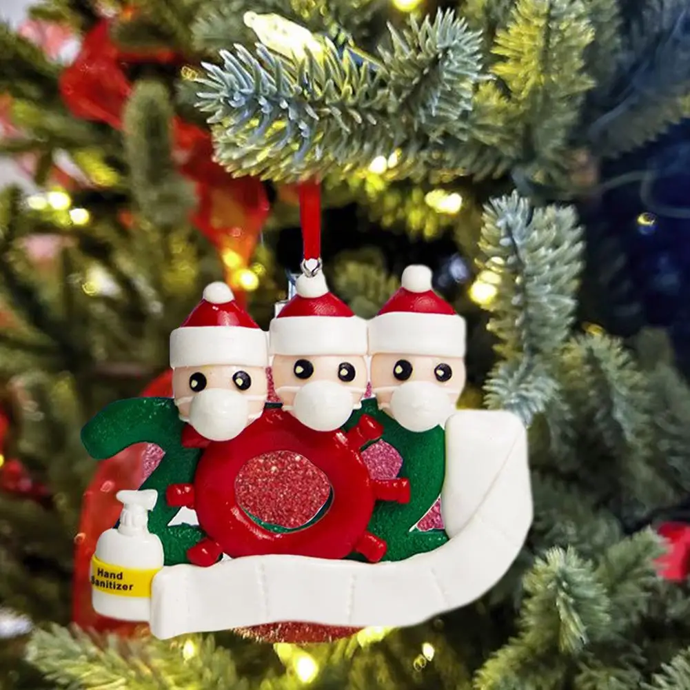 

2020 Quarantine Christmas Decoration Gift Personalized Family Of 2 3 Ornament DIY Name Blessing Snowman Christmas Tree Ornament