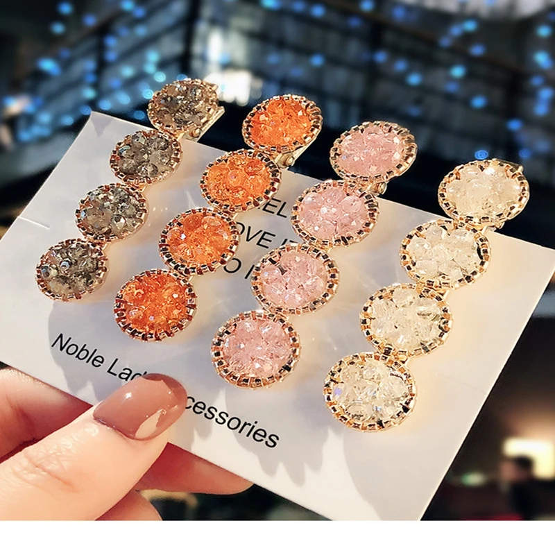 

1pcs Fashion Korea Crystal Rhinestones Hair Clips Girls Hairpins Geometric Round Hairgrip Women Girl Barrette Hair Accessories