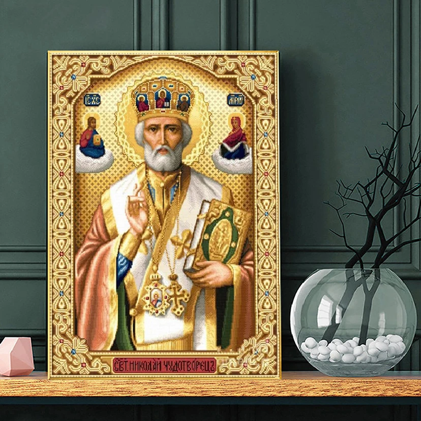 5D полноразмерная алмазная живопись «сделай сам», картина из круглых/квадратных страз, религиозная вышивка «Святого Николая мира», вышивка крестиком, стразы, мозаика, домашний декор