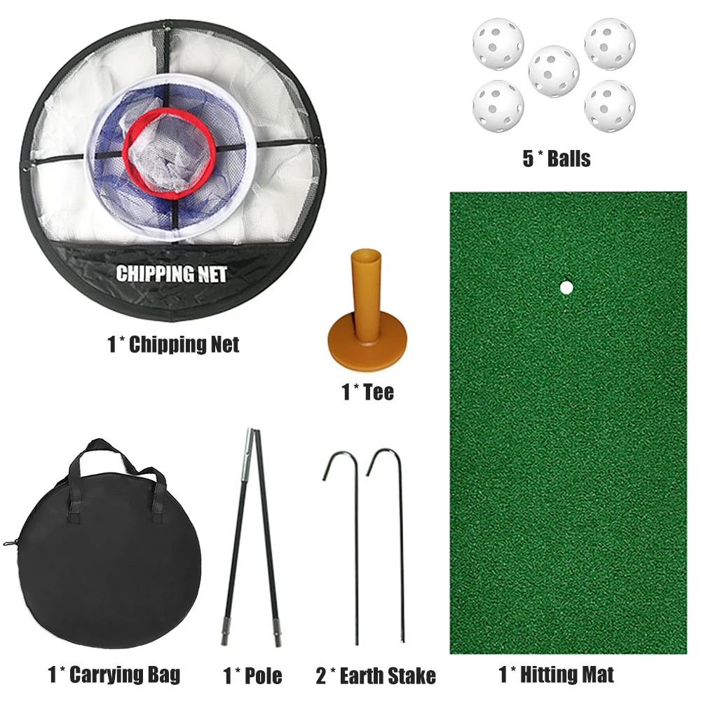 Satılık Kapalı Golf Yonga Pop Up Net Combo Golf Eğitim Uygulama Hedef Isabet Net Golf Isabet Mat Ile Arka Bahçe 5 Topları