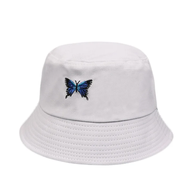 

Hat Woman Butterfly Women Fashion Butterfly Leaf Ship Embroidery Bucket Hat Kid Bucket Cap Embroidered Czapka Dla Dziewczynki A