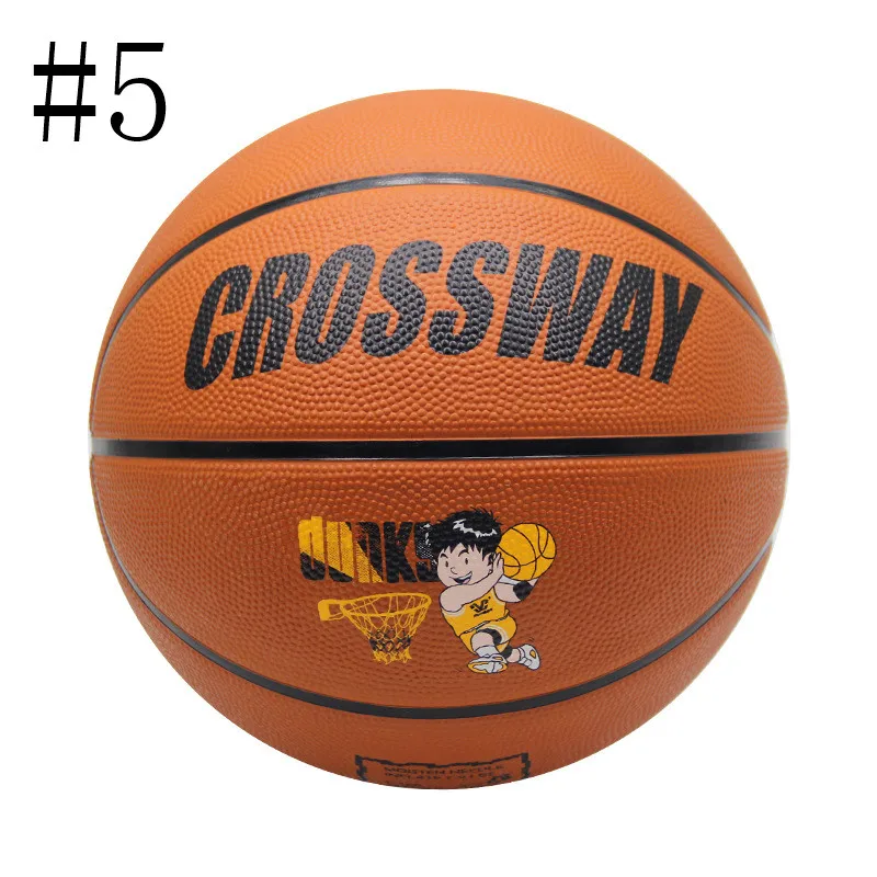 Brown No. 5 Стандартный баскетбольный мяч CROSSWAY#2#3#4#5#6#7 для взрослых и детей, молодежное украшение на бал, резиновое обучение, соревнование для помещений и улицы - Цвет: Brown No. 5