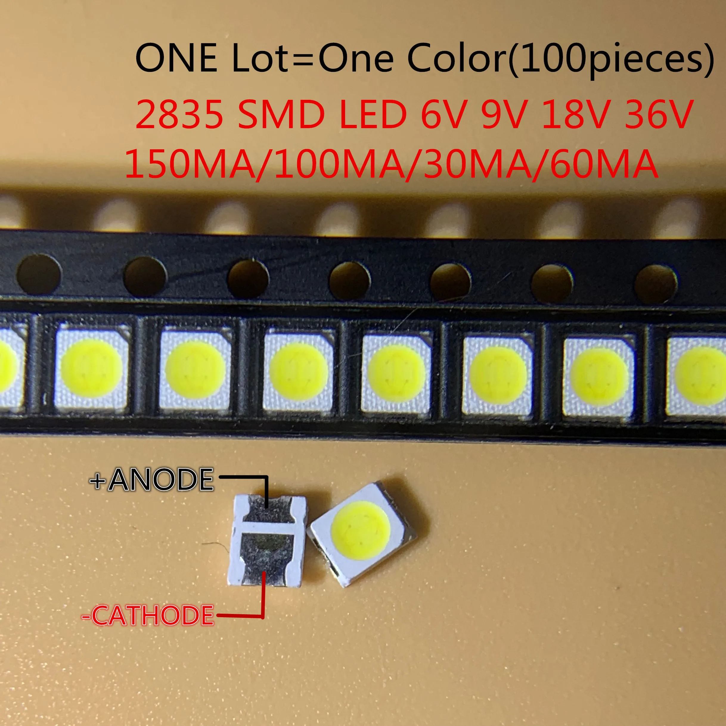 Высокая яркость SMD LED 2835 1 Вт белый 100 шт./лот 6В 9В 18В 36В 150мА/100мА/30мА/60ма/ | Освещение