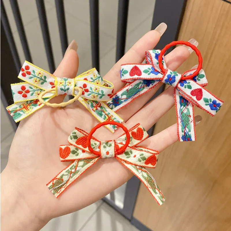 

Lovely Children's Bow Hair Circle Hit Colors Patchwork Print Hair Rope Women Hair Accessories