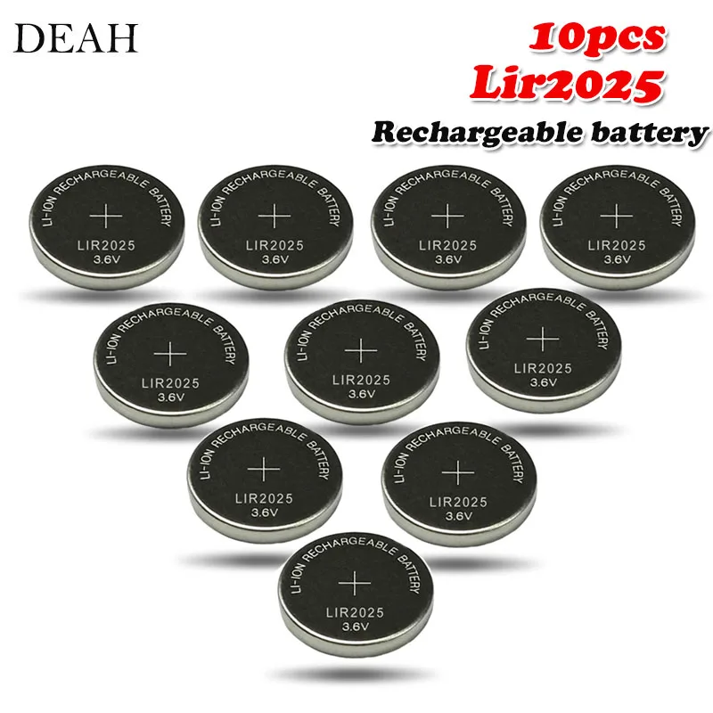 10 шт 3,6 V 30mAh LIR2025 LIR 2025 литиевая аккумуляторная батарея для дистанционного управления часы Компьютер Материнская плата кнопка ячейка CR2025