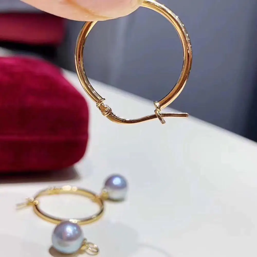 

Hot Gorgeous 18K Yellow Gold Dangle Earrings Mountings Settings AU750 Jewelry Findings for Pearls Beads Stones Agate Coral Jade