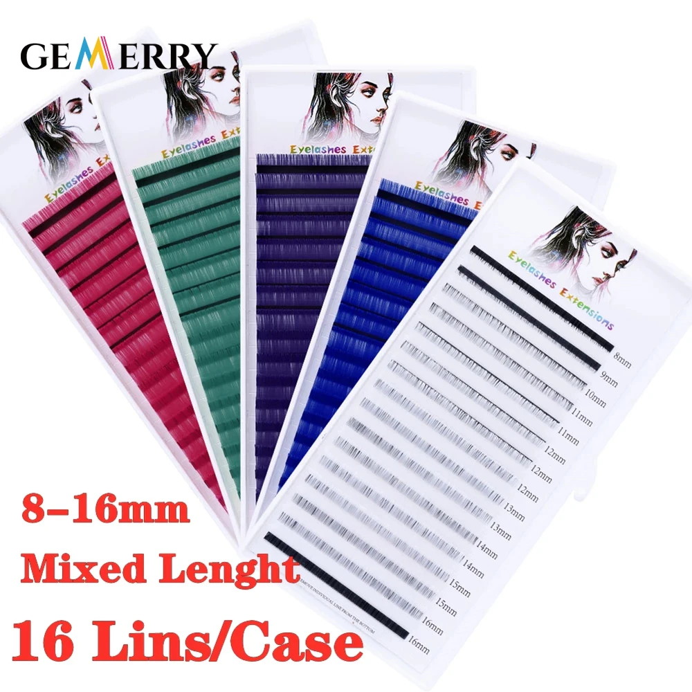 

1 Чехол Цветные накладные ресницы фиолетовые синие зеленые белые Искусственные норковые шелковые ресницы натуральные мягкие Индивидуальн...