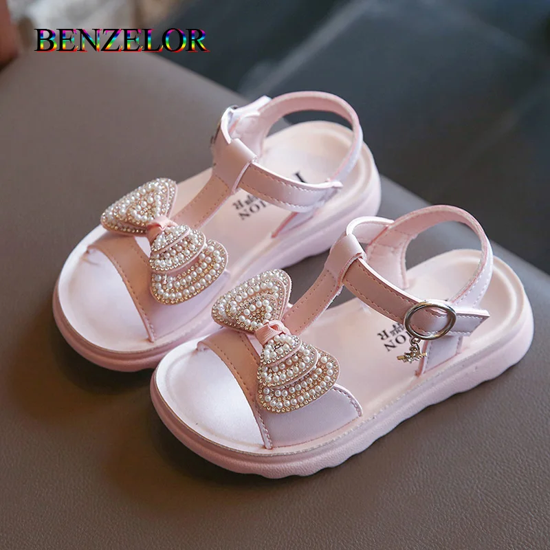 Детские сандалии с жемчугом модная летняя обувь для начинающих ходить детей
