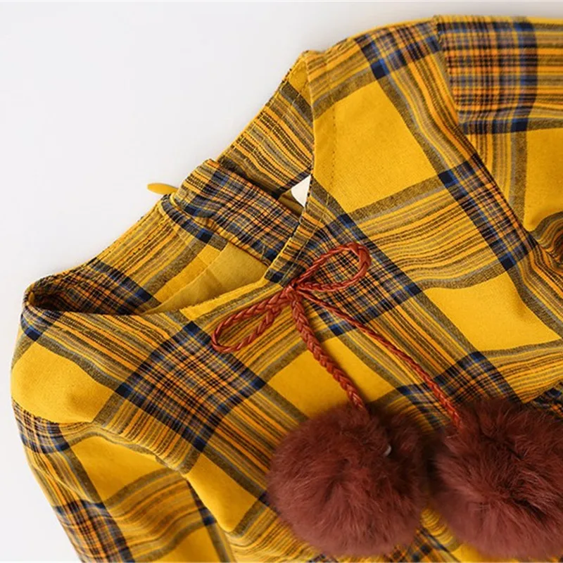 Платье для девочек новинка 2020 осенняя брендовая одежда клетчатое платье в