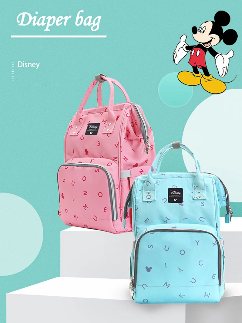 Disney Mommy водонепроницаемая сумка для подгузников, бутылочки для кормления, изоляционные сумки с USB нагревателем, рюкзак, детские сумки для мам, сумки для хранения