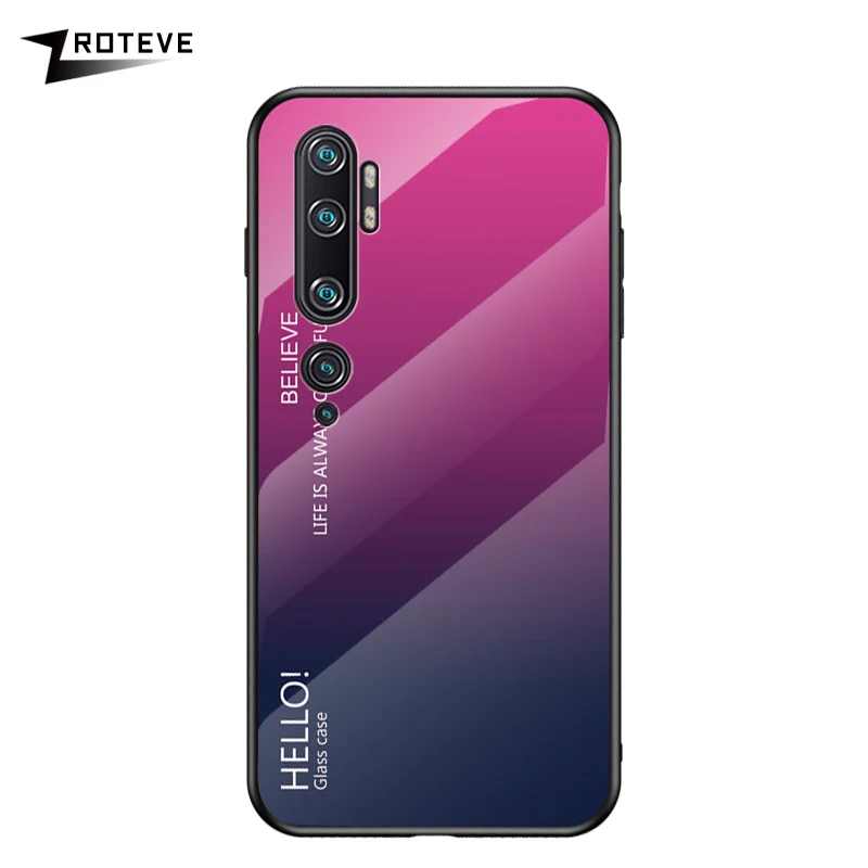 Rose Red Note 10 Pro Чехол Zroteve силиконовая рамка стеклянная крышка для Xiaomi mi Note 10 чехол обесцвечивающее стекло задняя крышка Xia mi Xio mi Note 10 - Цвет: Rose Red