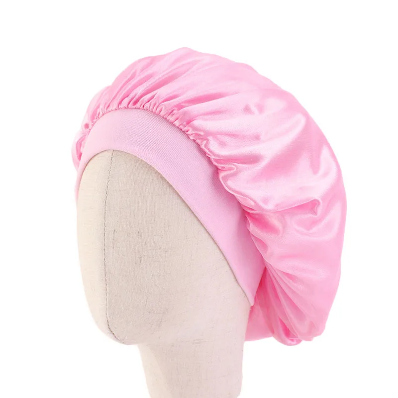 

New Children's Wide-Brimmed Stretch Nightcap Baby Shower Cap Kids Satin Bonnet K-10 Wholesale
