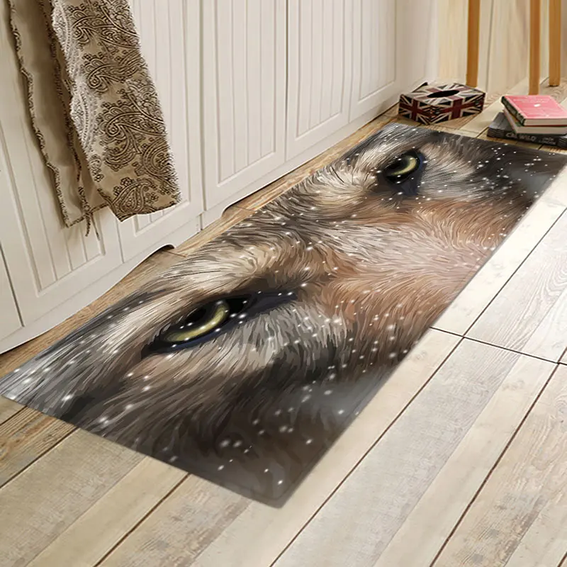 wolf-1 Волк Лев свинья 3D животное фланелевый с принтом домашние Нескользящие напольные коврики коврик в ванной коврик кровать - Цвет: wolf-1