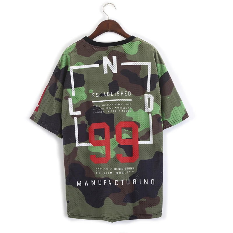 Женская свободная футболка в стиле хип хоп модная камуфляжная с круглым вырезом