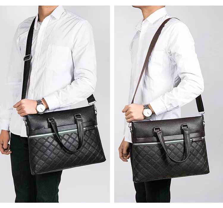 Wholesale Briefcase New Leather Men's Portable Leisure Horizontal Computer Bag Laptop Business Travel Messenger Bag Black brown