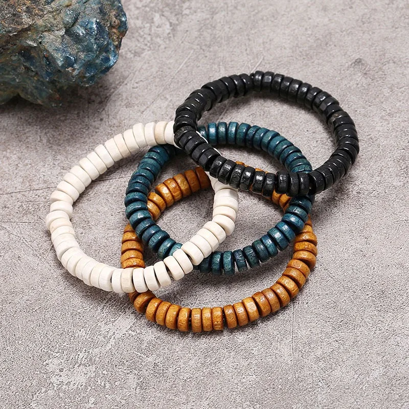 

Liwore Fashion Beaded Single Circle Bracelet For Men Buddhist Rosary Brown Wooden Unisex Bracelet Hand Rope Wristband