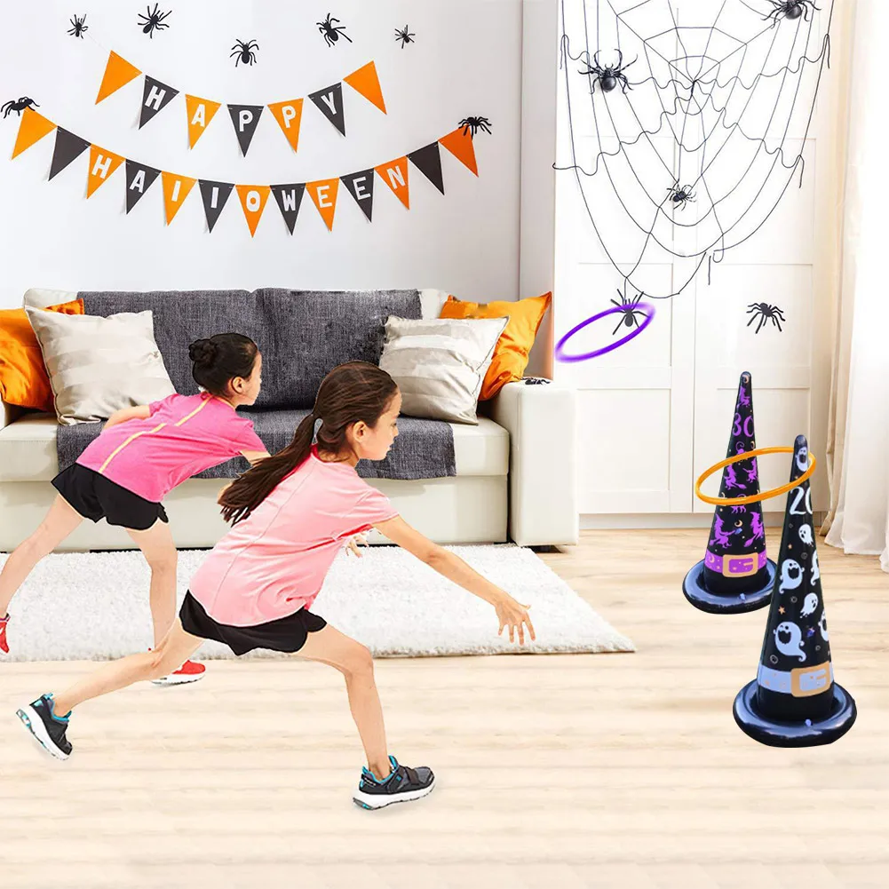 

Inflatable Witch Hat Ring Toss Game For Kids Halloween Party Toy Set With Inflatable Witch Hats And Rings For Kids Children Boys