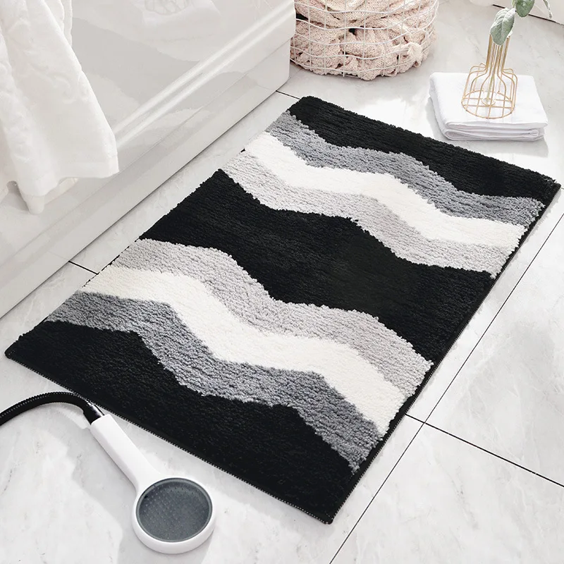 quality striped pattern anti slip bath mats 1pcs soft hallway bathroom mat home polyester floor carpet toilet rug doormat mat free global shipping