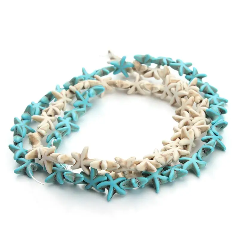 

1 Strand Square Cross Starfish Loose Spacer Blue White Turquoises Beads Small Seed Beads Nature Stone Beads for jewelry make