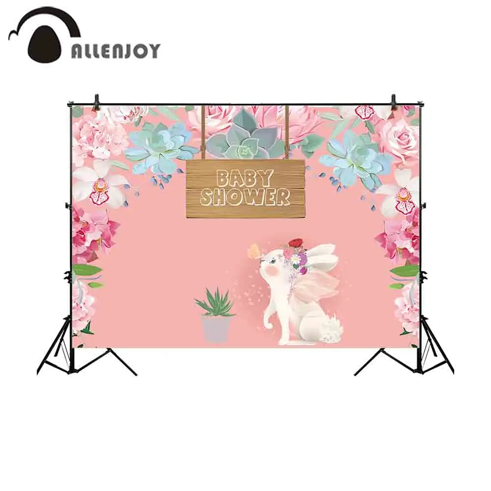 Allenjoy детский фон для душа с акварельными цветами листьями кактуса Кроликом