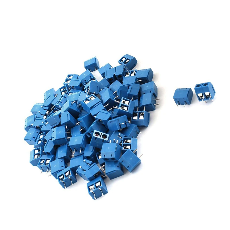 100pcs 2P Plug-in Screw Terminal Block Connector 5.08mm Pitch Blue | Обустройство дома