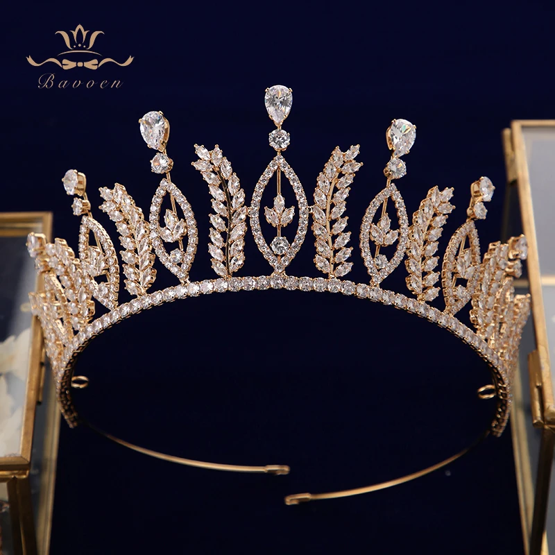 Новинка позолоченные сверкающие свадебные аксессуары для волос с цирконием