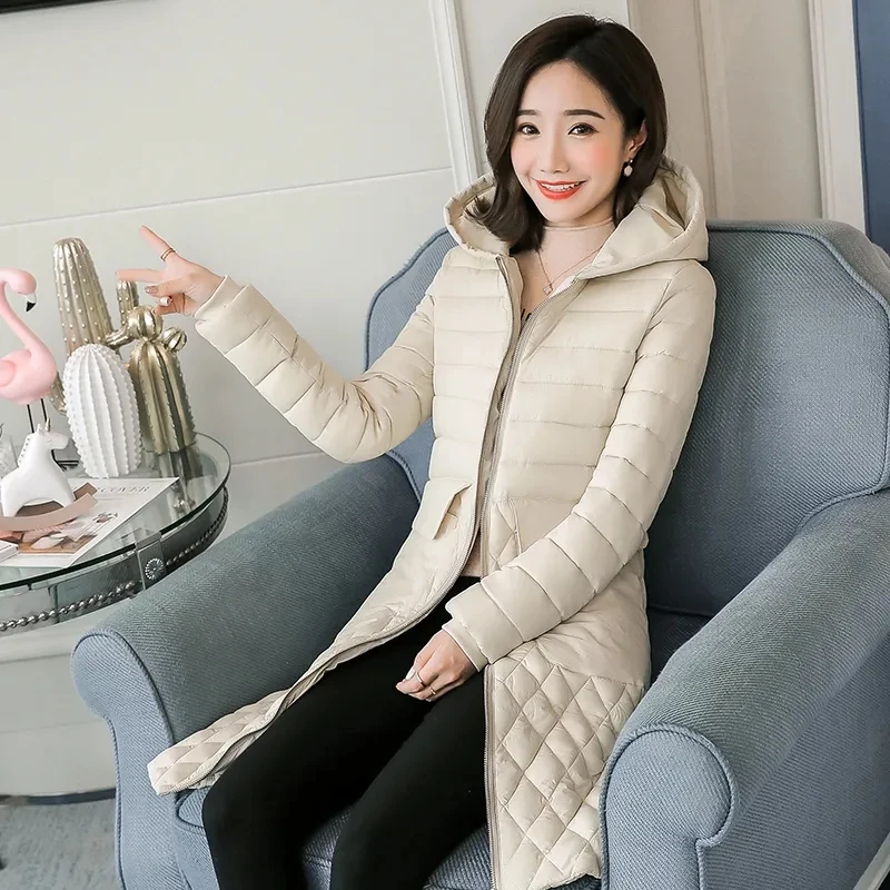 

2021 winter slim slim women's cotton-padded coat Tucked waist and thin big pocket jacket Women's cold-proof cotton clothing
