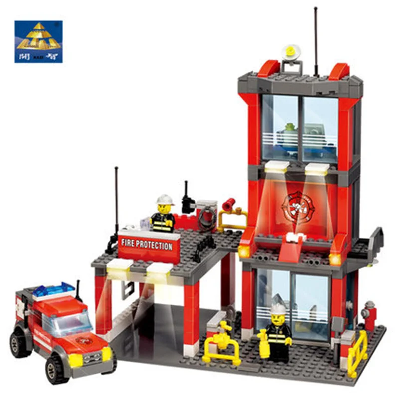 

300pcs Kaizhi 8052 Fire Administration Aircraft Rescue Ladder Car Mini-particle Scene Building Block Toy Gifts