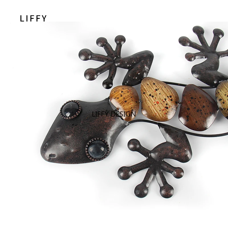

Home Decor Metal Gecko Wall for Garden Decoration Outdoor Statues Accessories Sculptures and Animales Jardin