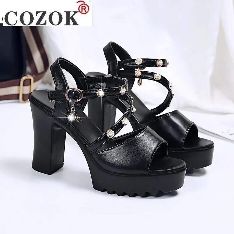 

2021 Summer Women Sandals Fashion Fish Mouth New Platform High Heels Sandals Buckle Strap Sandals Women Leisure Elegant Sandal