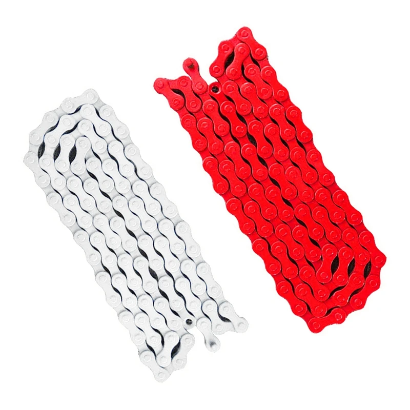 2x Bicycle MTB BMX Road Bike 1/2 inchX 1/8 inch Fixied Chain Single Speed 96 Link White & Red | Автомобили и мотоциклы