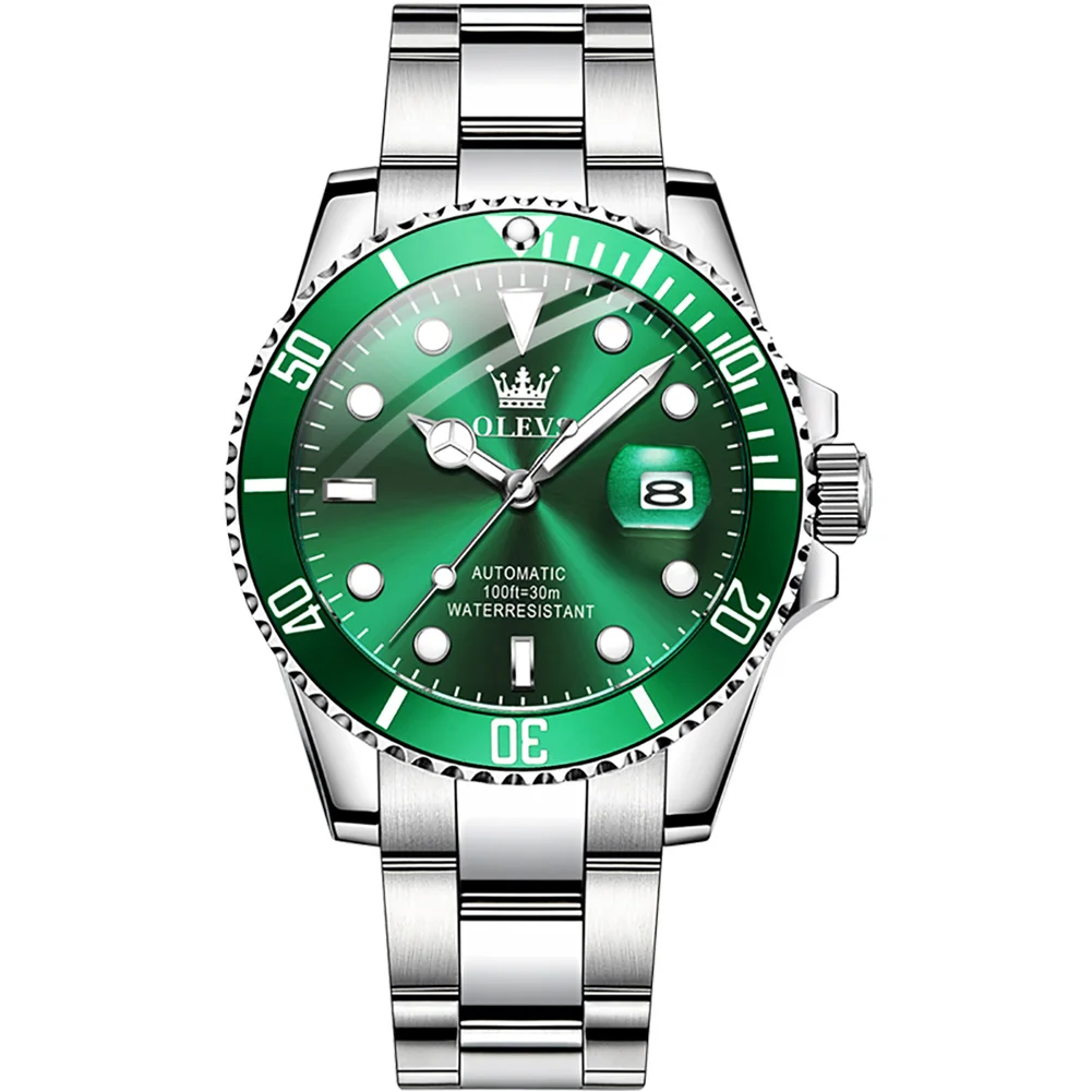 

Olevs New Green Water Ghost Watch Men's Automatic Mechanical Watch Waterproof Business Watches 6650