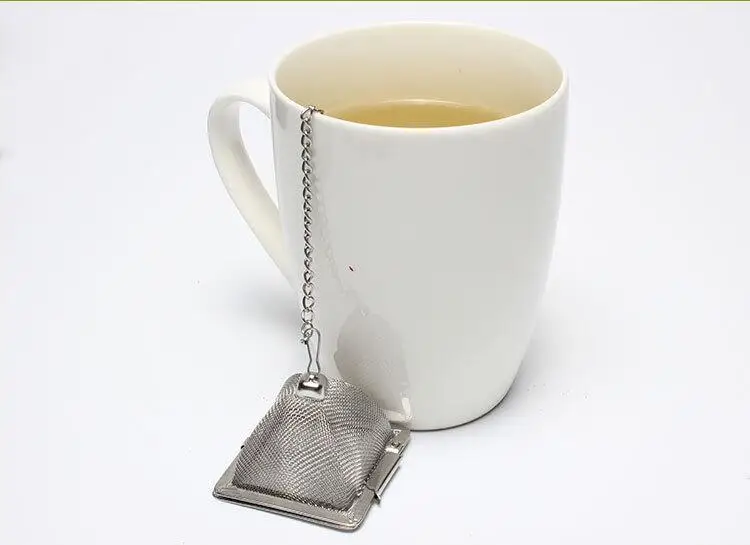 Infusor de t&eacute; de pir&aacute;mide de acero inoxidable, colador de t&eacute;, tetera suelta, filtro de hojas, accesorios de herramientas, 200 unids/set por juego-3