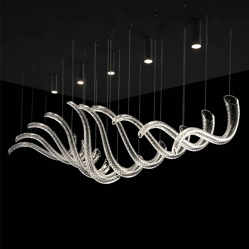 Sales department bar chandelier modern minimalist art decorative lamp hotel club strip model room hanging lamp|Подвесные