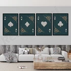 Постер Ace Heart, Ace Diamond, Постер Ace of Spades, постер для игральных карт, Постер в стиле арт-деко для казино