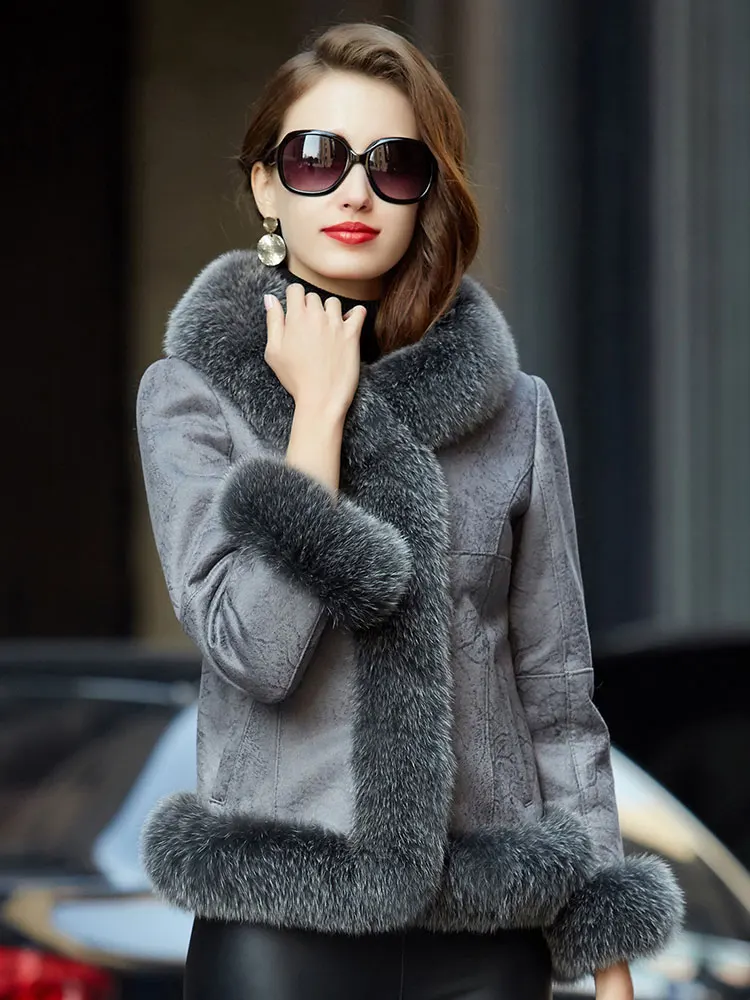 

Высококачественное роскошное теплое модное пальто с кроликом, куртка с натуральным лисьим мехом, зимние пальто для женщин 2020, Abrigos Mujer Zjt319