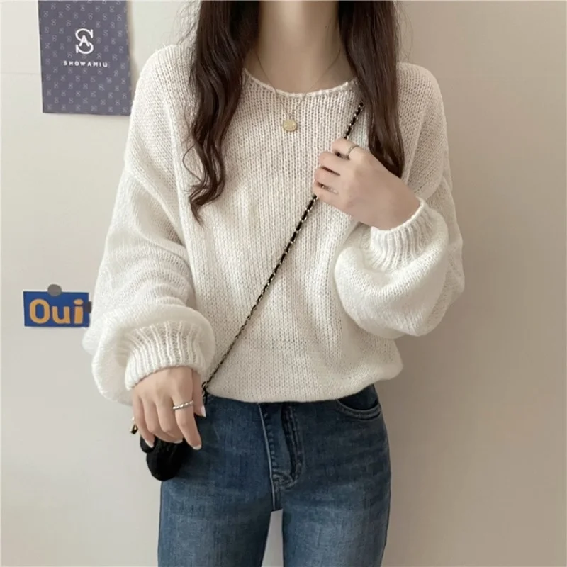 

Шикарный топ cмаз на раннюю осень, тонкий мягкий и удобный пуловер в Корейском стиле, простой Универсальный вязаный свитер для женщин, Новин...