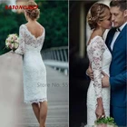 Женское свадебное платье до колен, простое короткое платье невесты по индивидуальному заказу, с длинным рукавом, лето 2022